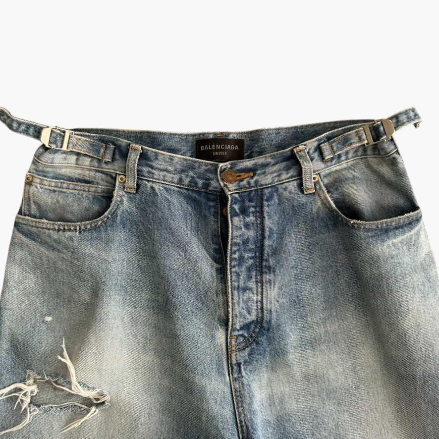 Balenciaga Destroyed Baggy Skater Denim Jeans