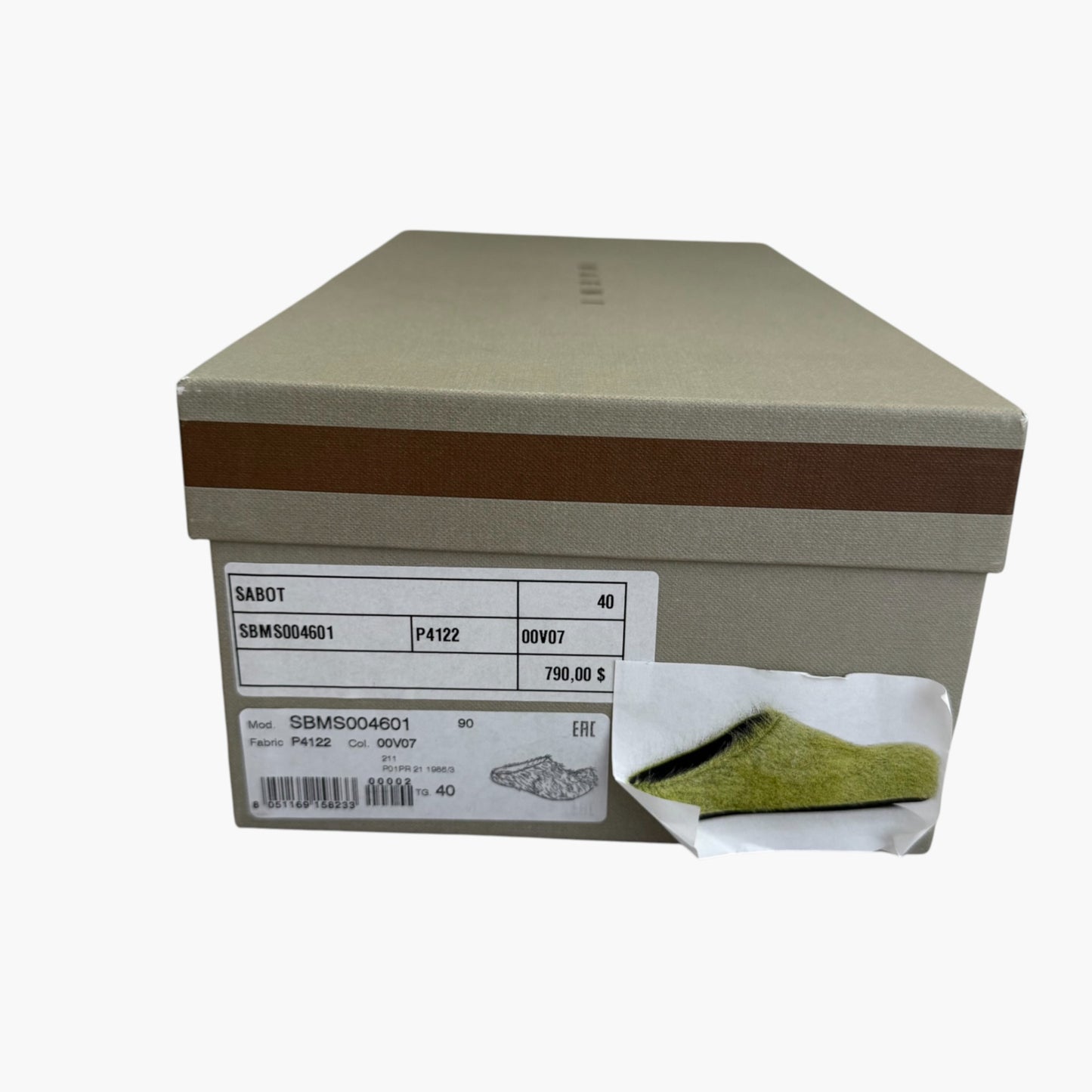 Marni Green Fur Sabot Mule