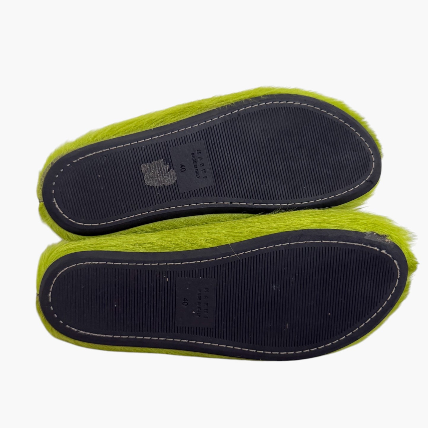 Marni Green Fur Sabot Mule