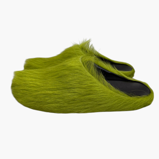 Marni Green Fur Sabot Mule